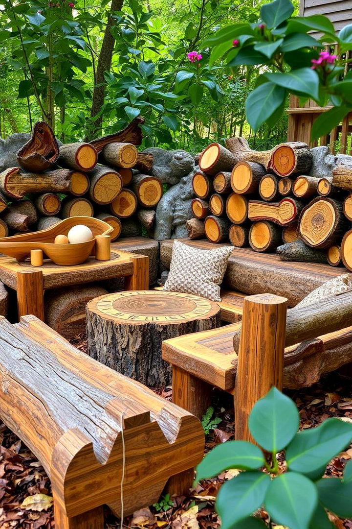 Rustic Log Seating - 22 Outdoor Seating Ideas