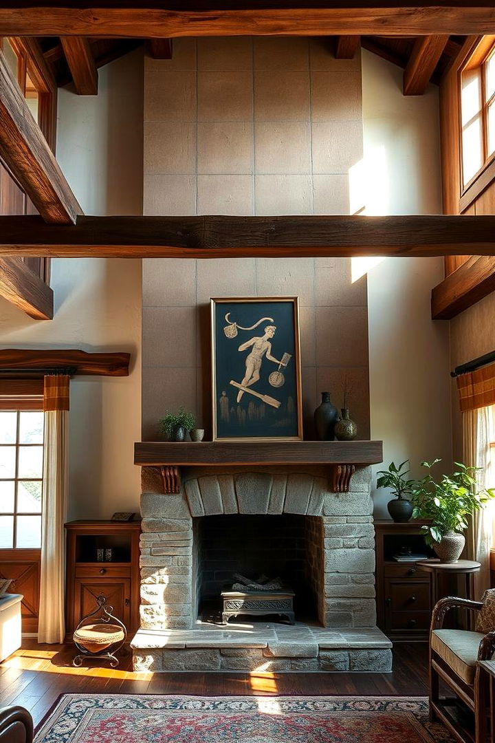 Rustic Mantels and Exposed Beams - 22 Colonial Living Room Ideas