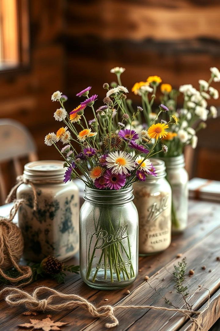 Rustic Mason Jar Arrangement - 22 Baby Shower Centerpiece Ideas