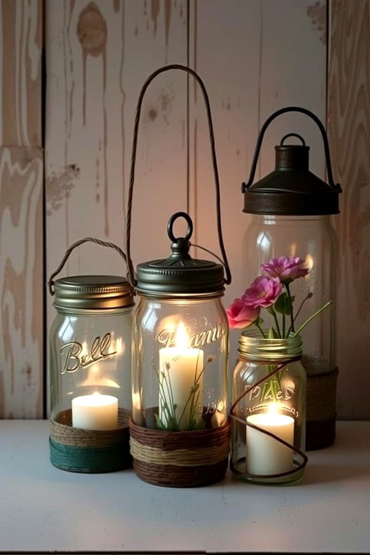 Rustic Mason Jar Decor - 22 Farmhouse Porch Ideas
