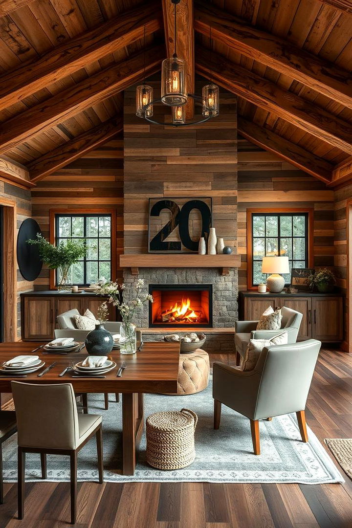 Rustic Meets Modern - 22 Dining Room With Fireplace