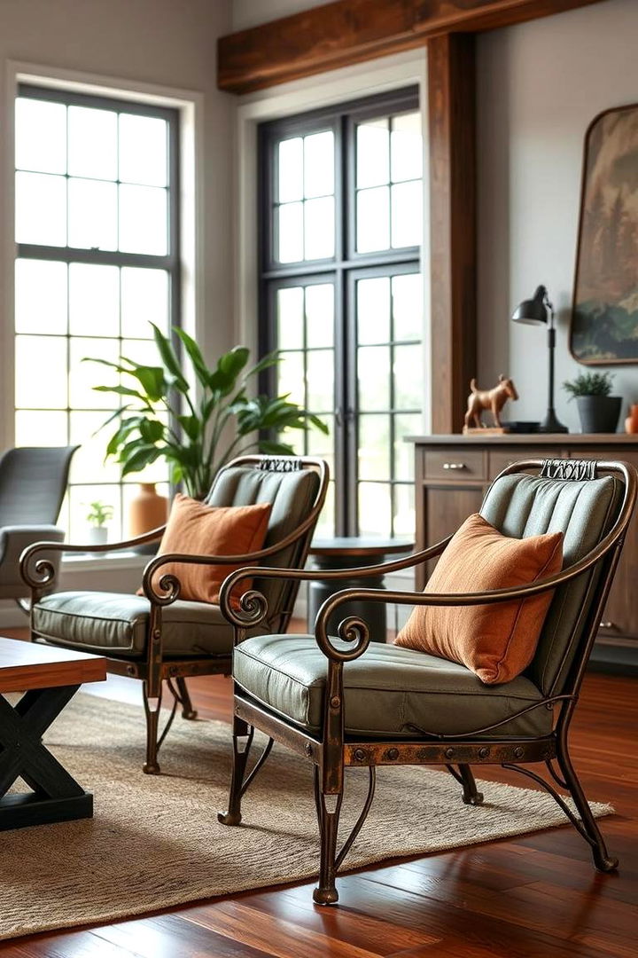 Rustic Metal Armchairs - 22 Steampunk Living Room Ideas