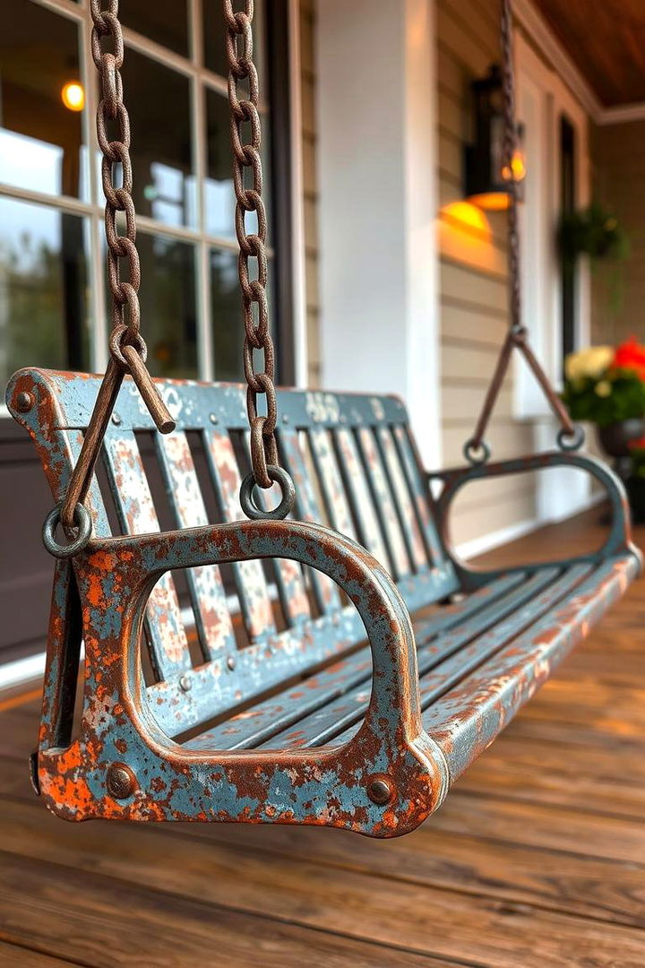 Rustic Metal Beauty Swing - 22 Front Porch Swing Ideas