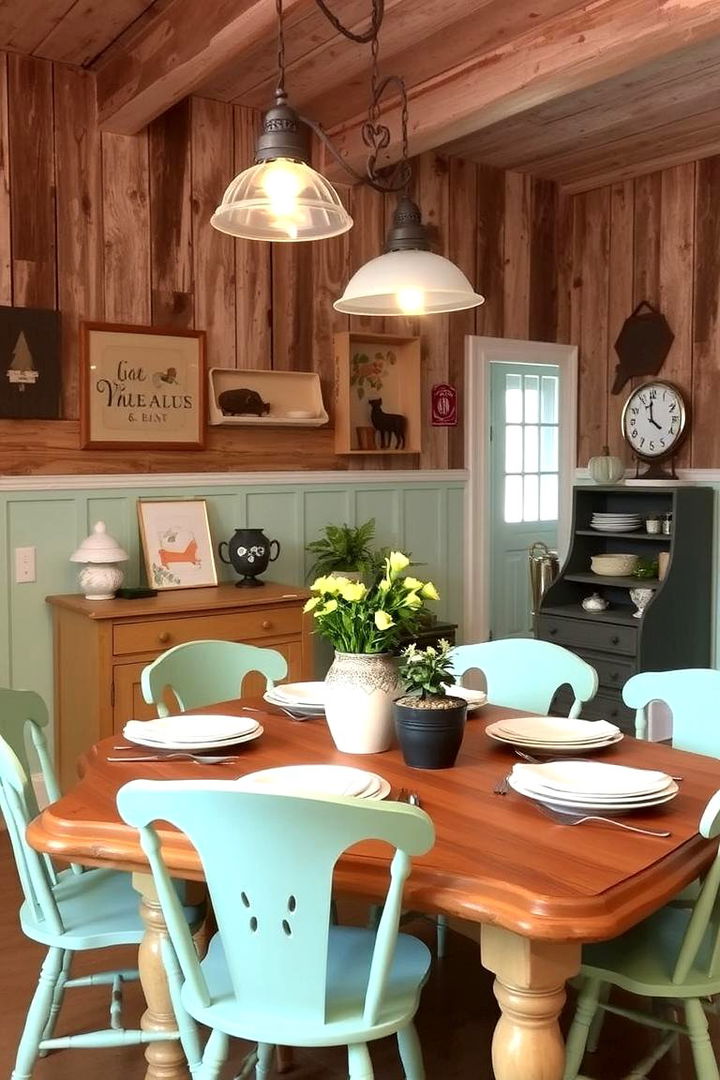 Rustic Mint Charm - 22 Green Dining Room Ideas