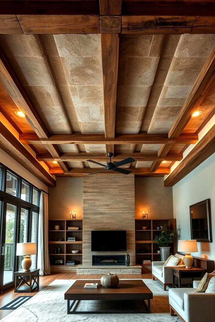Rustic Modern Blend - 22 Living Room False Ceiling Design Ideas