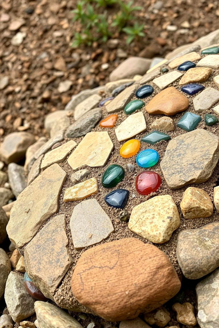 Rustic Mosaic Rock Arrangements - 22 Mosaic Garden Ideas