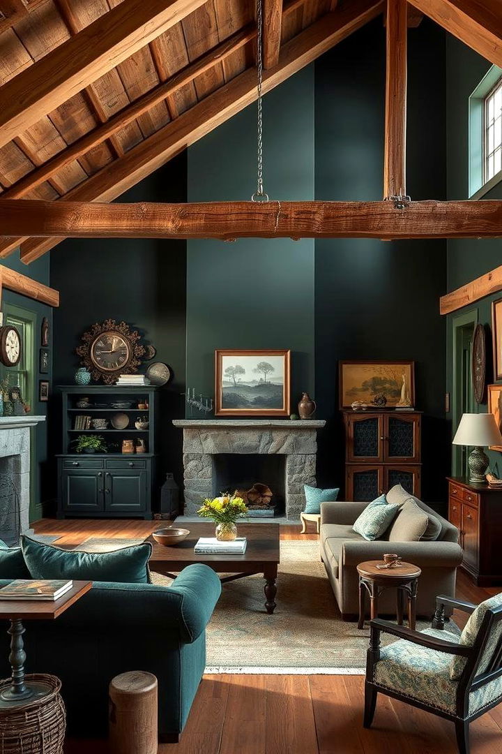 Rustic Natural Charm - 22 Dark Green Living Room Ideas