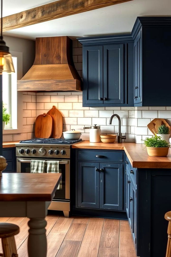 Rustic Navy Blue Appeal - 22 Navy Blue Kitchen Cabinets Ideas