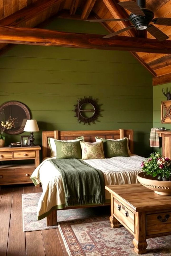 Rustic Olive Cabin - 22 Olive Green Bedroom Ideas