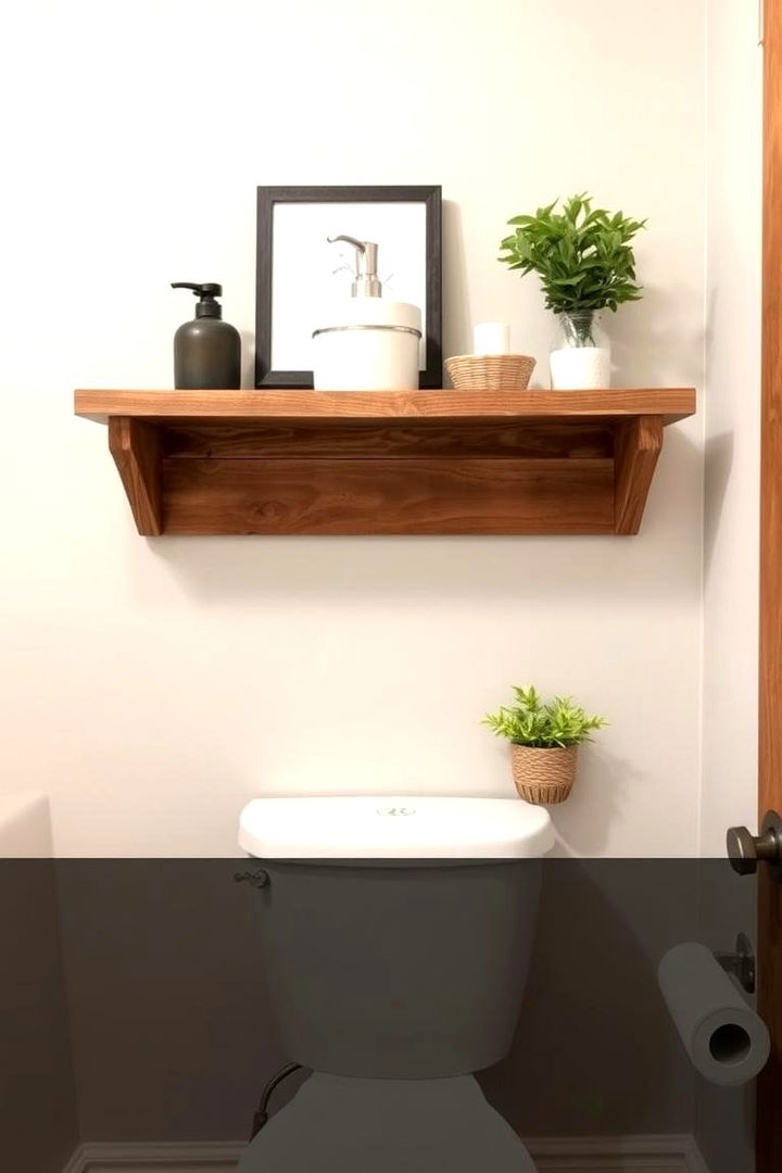 Rustic Open Shelving - 22 Over Toilet Storage Ideas