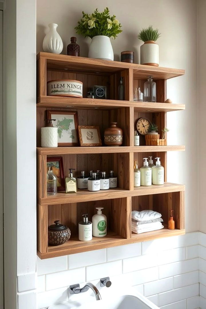 Rustic Open Shelving for Display and Storage - 22 Country Bathroom Ideas