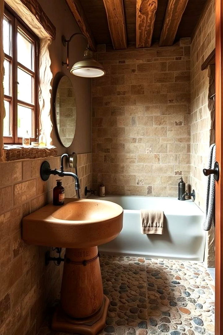 Rustic Organic Appeal - 22 Pebble Tile Bathroom Ideas