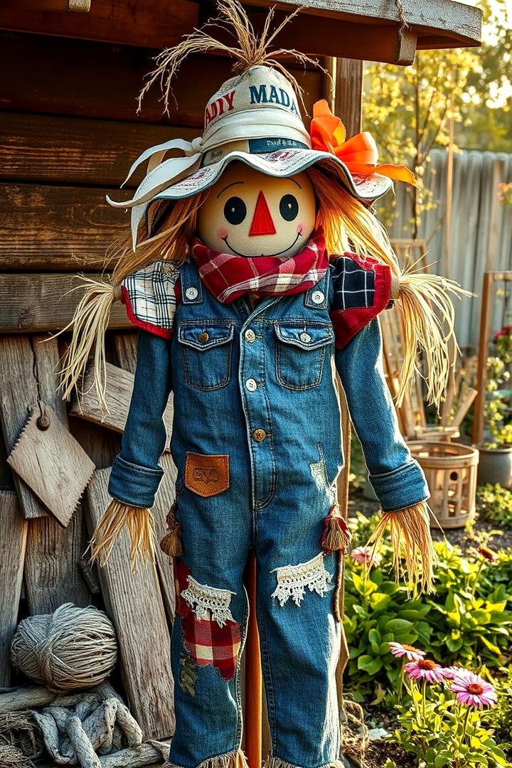 Rustic Patchwork Scarecrow Craftsmanship - 22 Garden Scarecrow Ideas