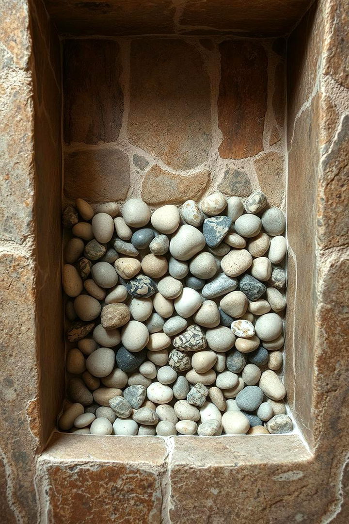 Rustic Pebble Niche - 22 Shower Niche Ideas