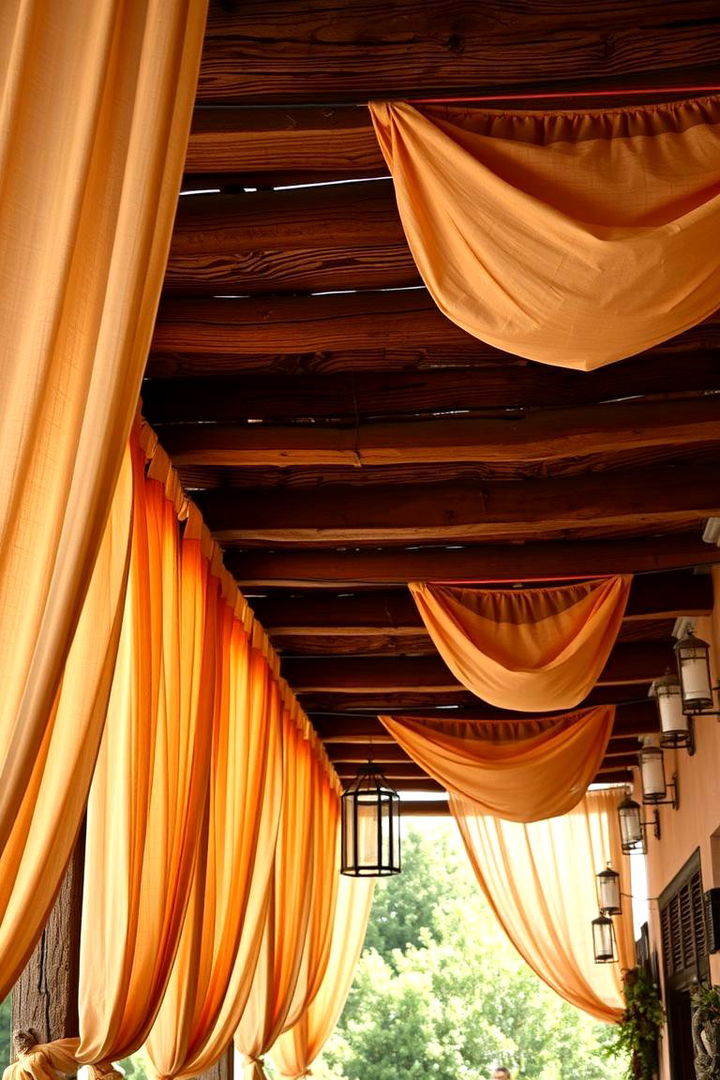 Rustic Pergola with Pergola Curtains - 22 Pergola Shade Ideas