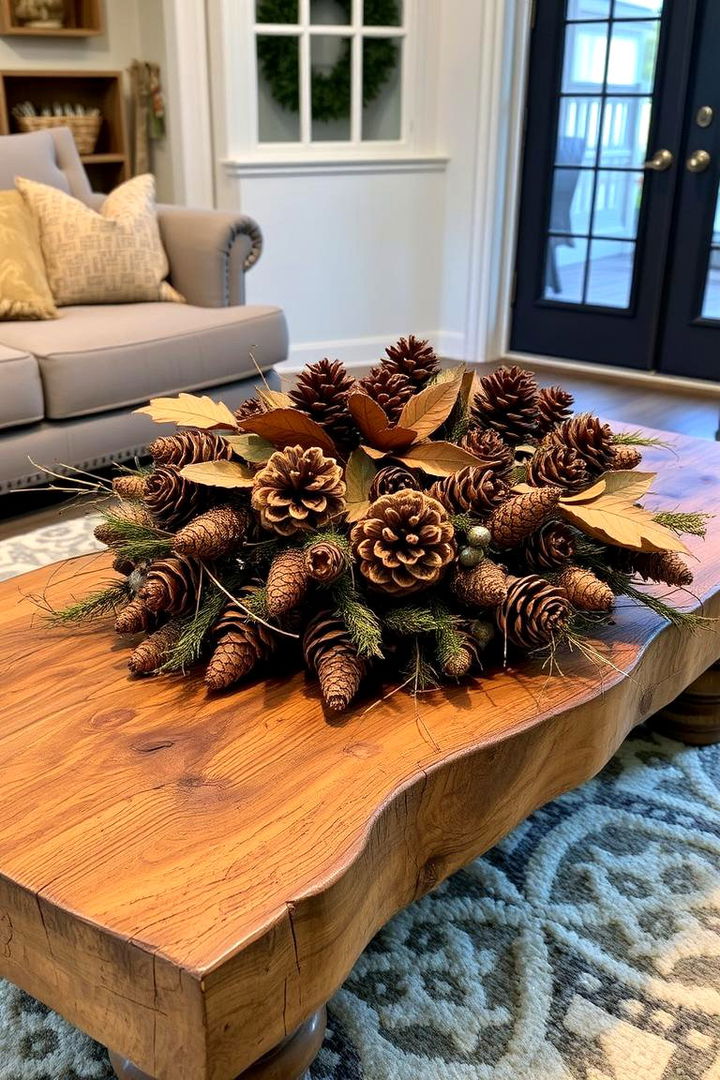 Rustic Pine Cones Arrangement - 22 Coffee Table Centerpiece Ideas