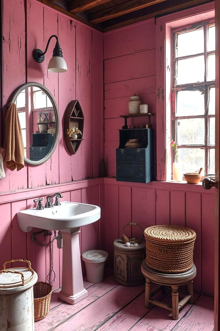 Rustic Pink Bathroom Warmth - 22 Pink Bathroom Ideas