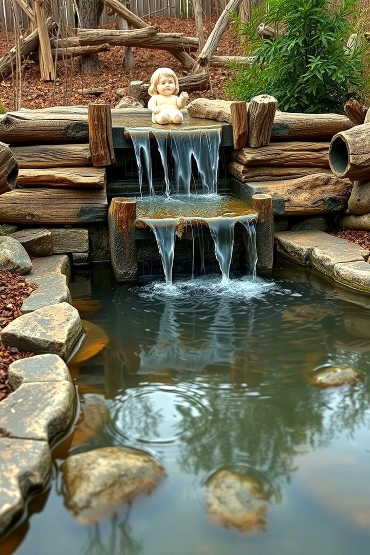 Rustic Pond Waterfall - 22 Backyard Waterfall Ideas