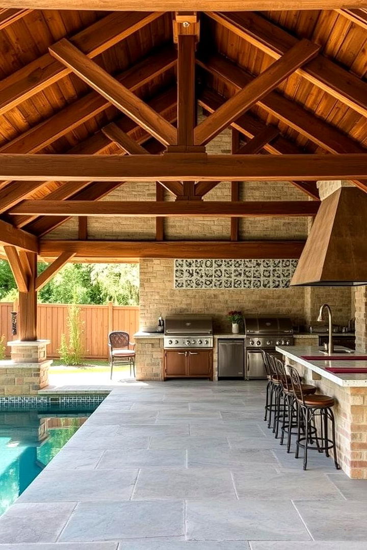 Rustic Pool House Charm - 22 Pool House With Outdoor Kitchen Ideas