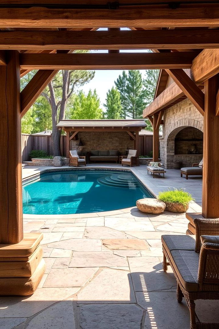 Rustic Pool Surround - 22 Pool Decor Ideas