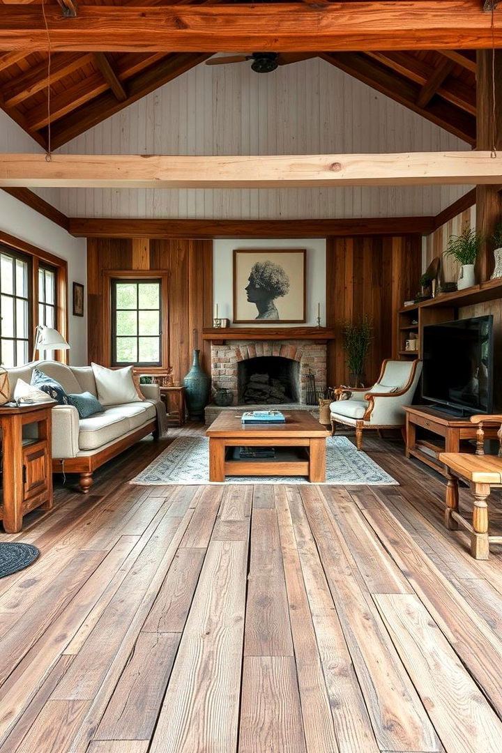 Rustic Reclaimed Wood - 22 Living Room Flooring Ideas