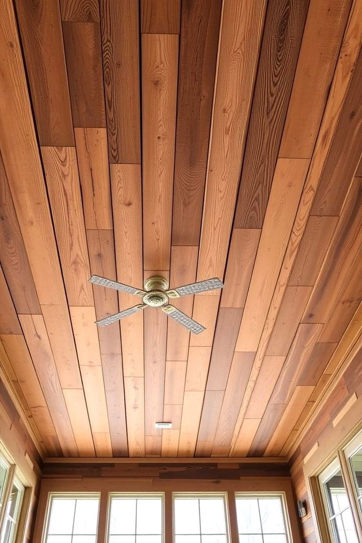 Rustic Reclaimed Wood Ceiling - 22 Sunroom Ceiling Ideas