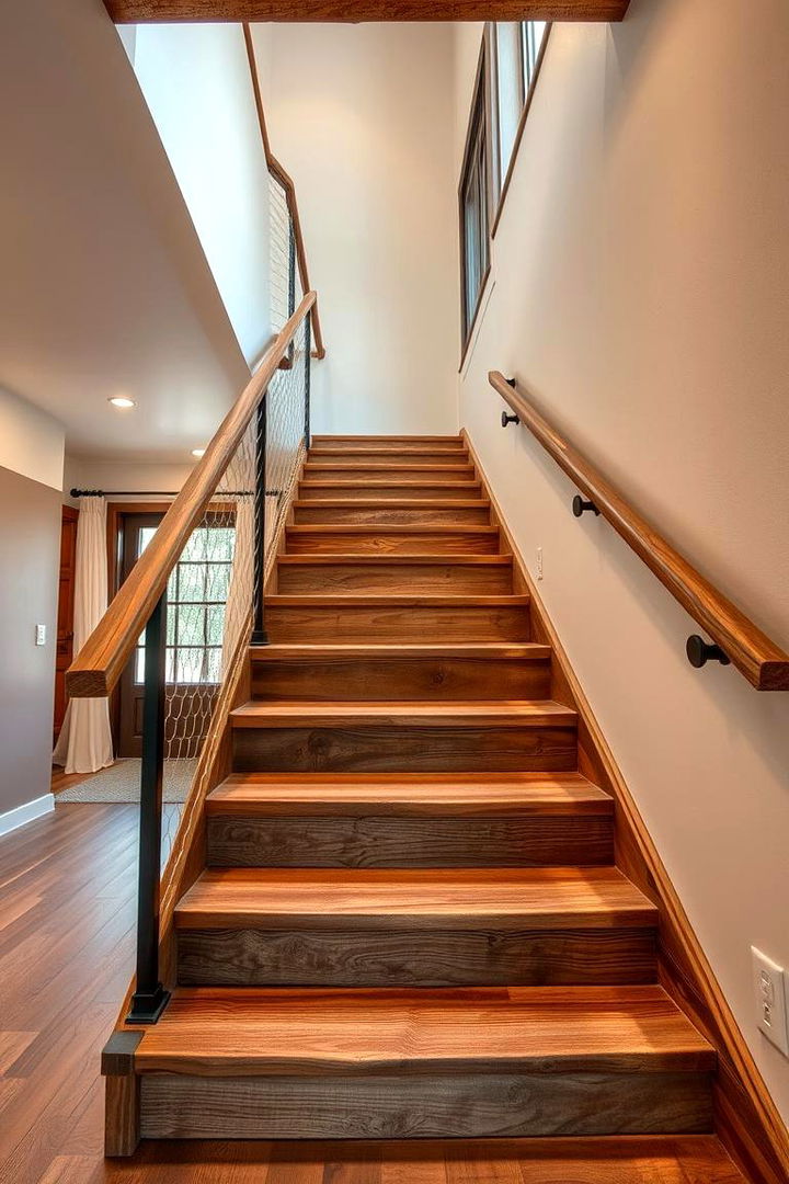 Rustic Reclaimed Wood Staircase Charm - 22 Basement Stair Ideas