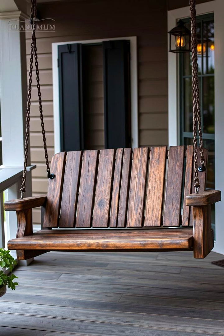Rustic Reclaimed Wood Swing - 22 Front Porch Swing Ideas