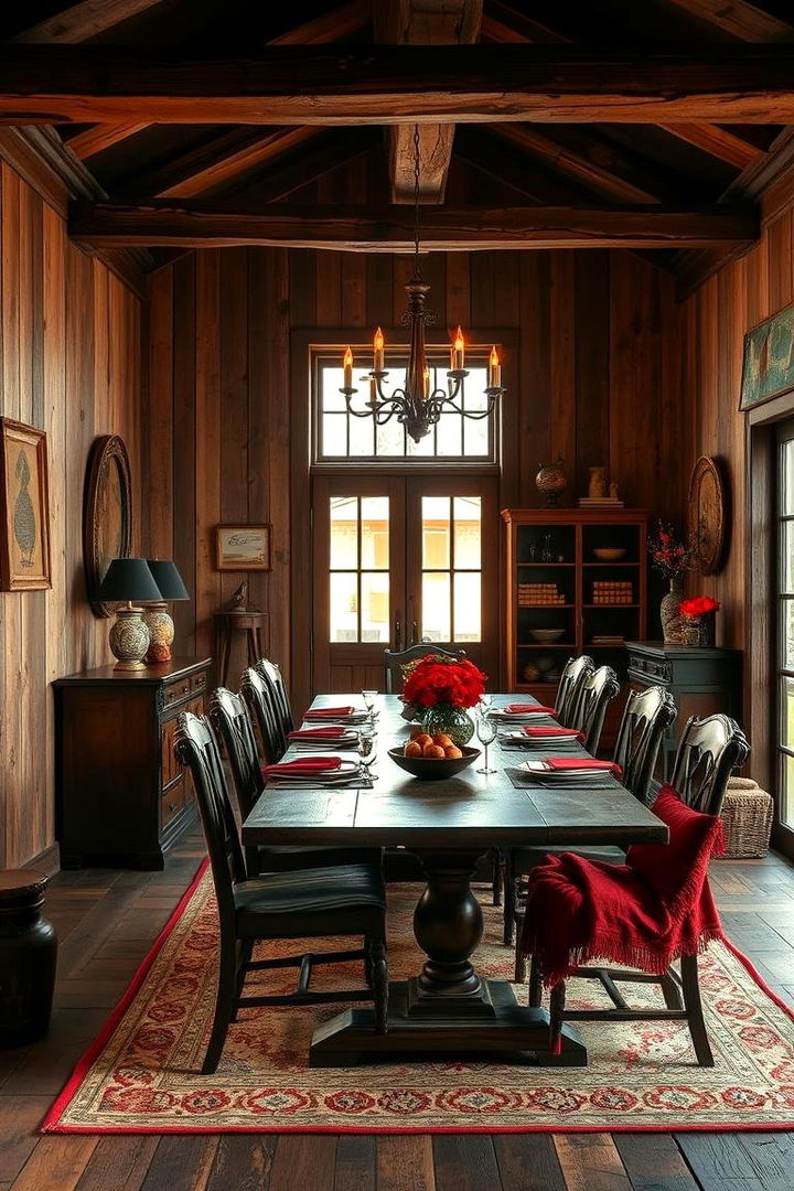 Rustic Red Accents - 22 Red Dining Room Ideas