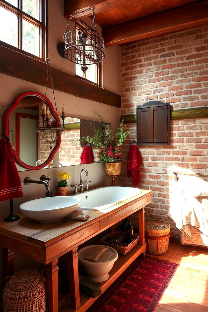 Rustic Red Bathroom Oasis - 22 Red Bathroom Ideas