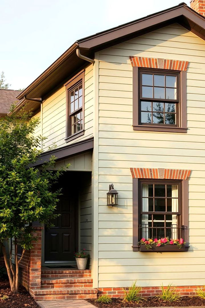 Rustic Red Brick Complement - 22 Exterior House Color Schemes With Sage Green Siding