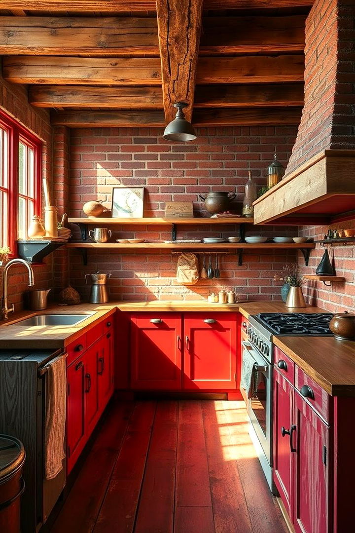 Rustic Red Charm - 22 Red Kitchens