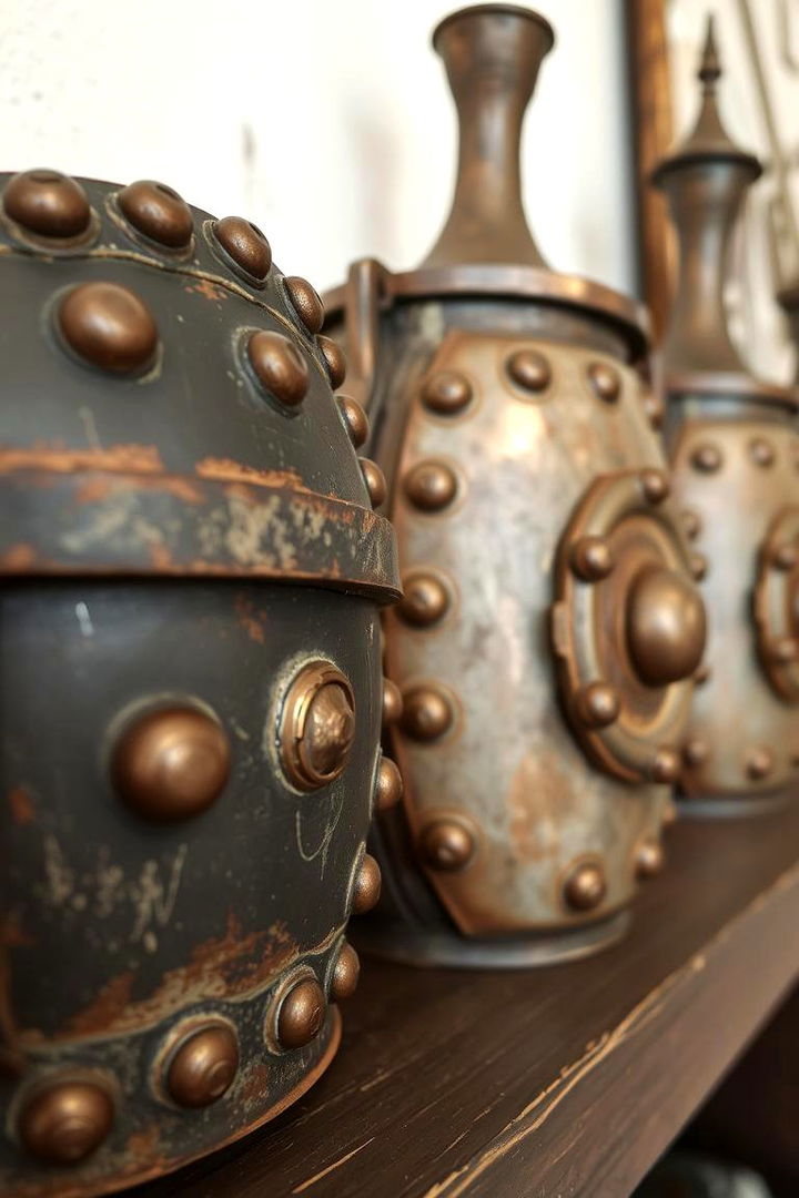 Rustic Rivet infused Decorative Pieces - 22 Steampunk Living Room Ideas