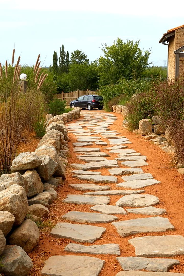 Rustic Rock Pathway Edging - 22 River Rock Edging Ideas