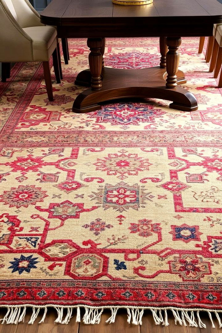 Rustic Rug Patterns - 22 Rustic Dining Room Ideas