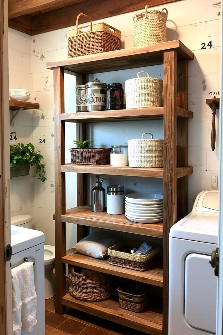 Rustic Shelving and Storage Solutions - 22 Vintage Laundry Room Decor Ideas
