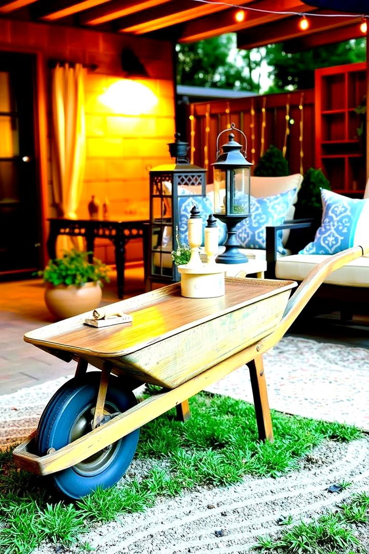 Rustic Side Table Conversion - 22 Old Wheelbarrow Ideas