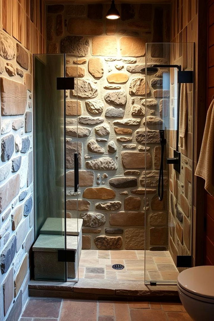 Rustic Stone Accents - 22 Shower Surround Ideas