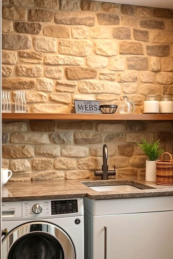 Rustic Stone Accents - 22 Laundry Room Backsplash Ideas