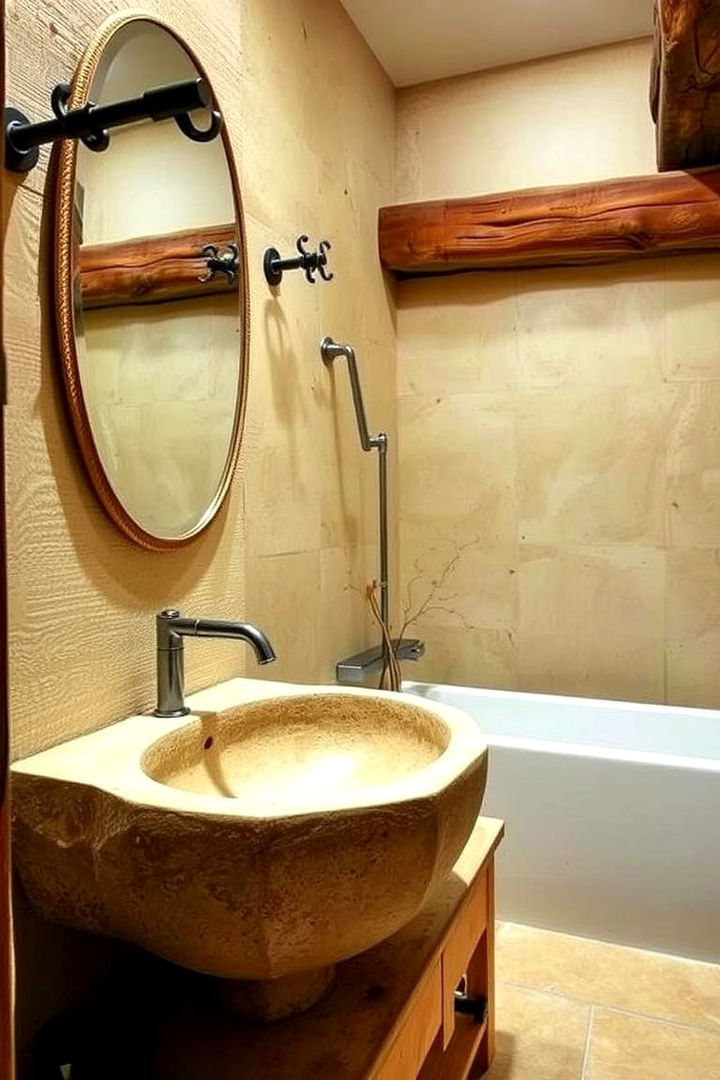Rustic Stone Basin Elegance - 22 Bathroom Sink Ideas
