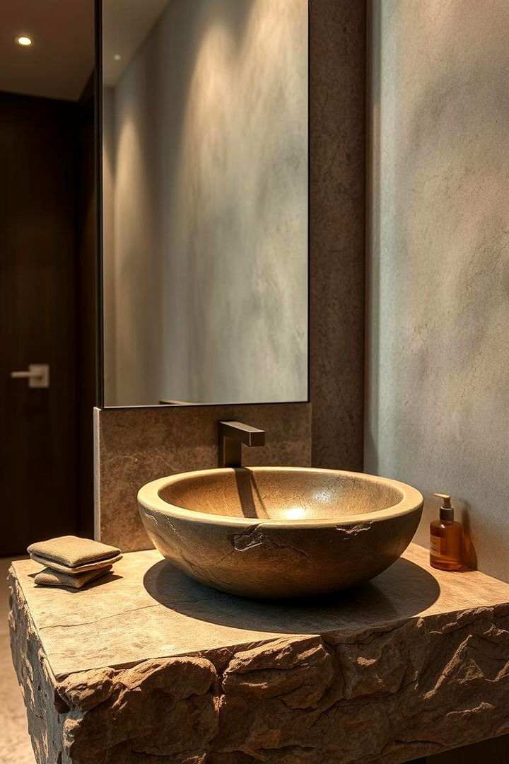 Rustic Stone Basin - 22 Earthy Bathroom Ideas