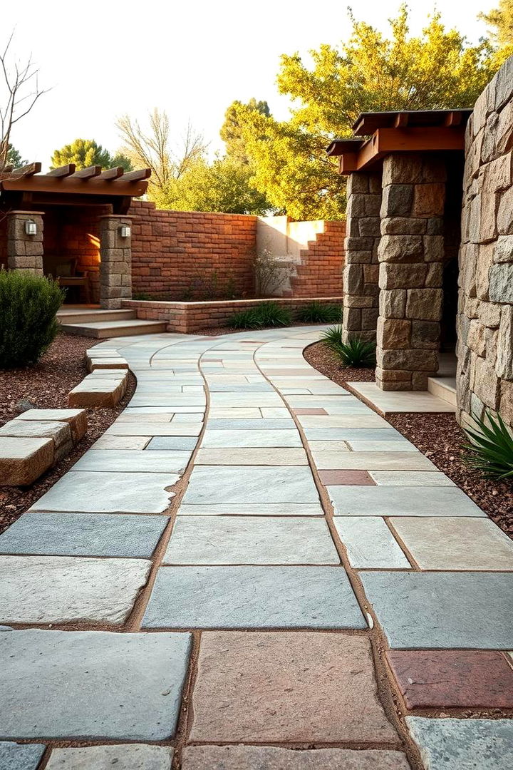 Rustic Stone Blend Designs - 22 Concrete Walkway Ideas