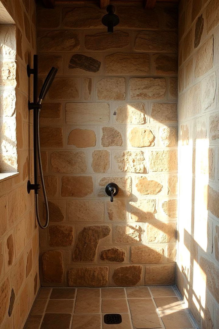 Rustic Stone Charm - 22 Stone Shower Design Ideas