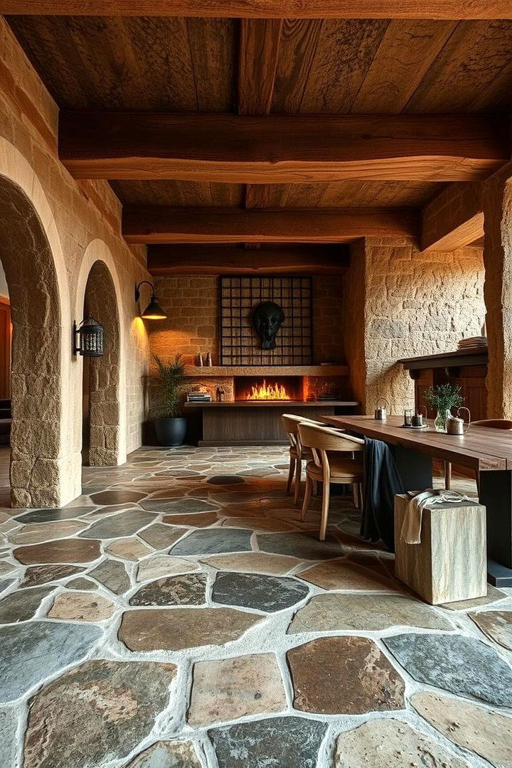 Rustic Stone Charm - 22 Bedroom Flooring Ideas