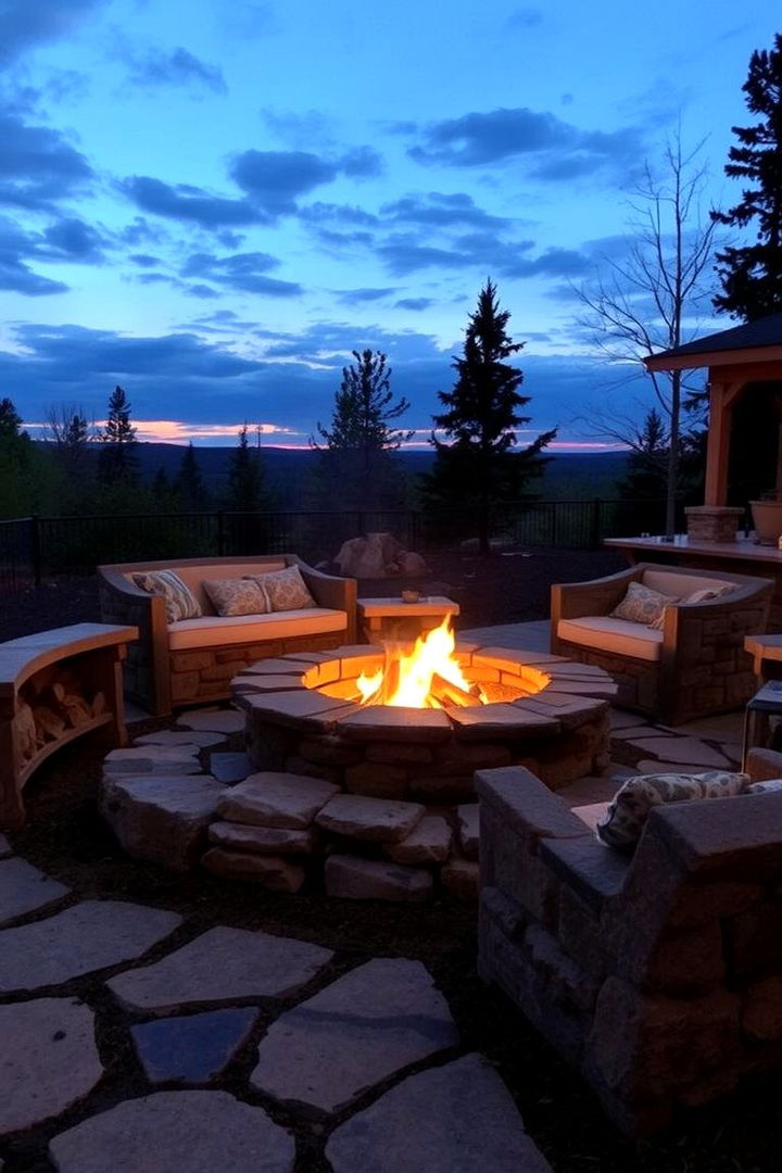 Rustic Stone Fire Pit Area - 22 Stone Garden Ideas