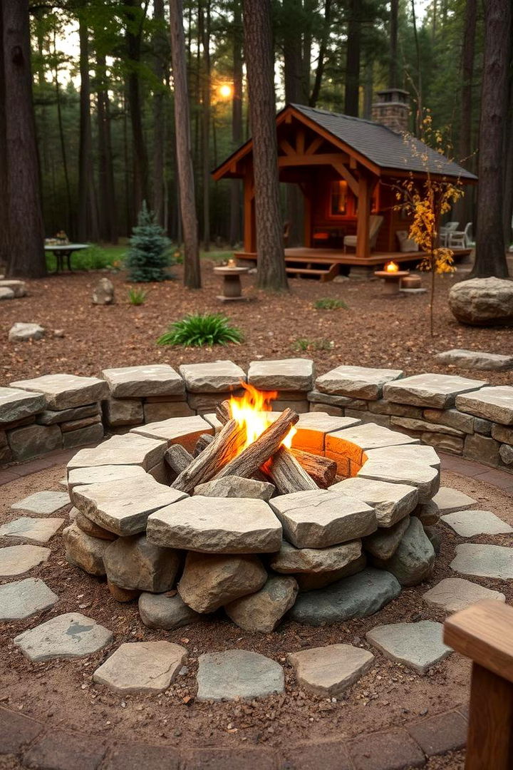 Rustic Stone Fire Pit - Inspiring Fire Pit Ideas for Your Backyard Oasis