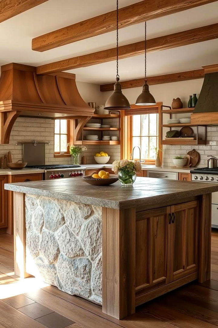 Rustic Stone Foundation - 22 Rustic Kitchen Island Ideas