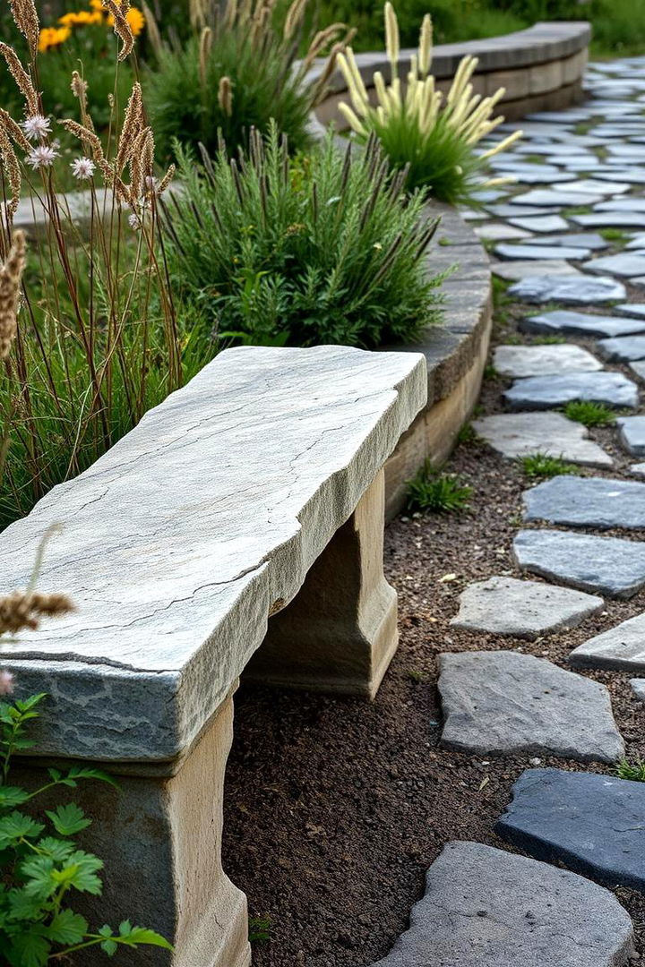Rustic Stone Garden Bench - 22 Garden Bench Ideas