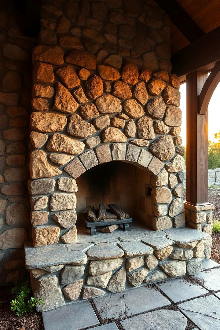 Rustic Stone Haven - 22 Porch Fireplace Ideas