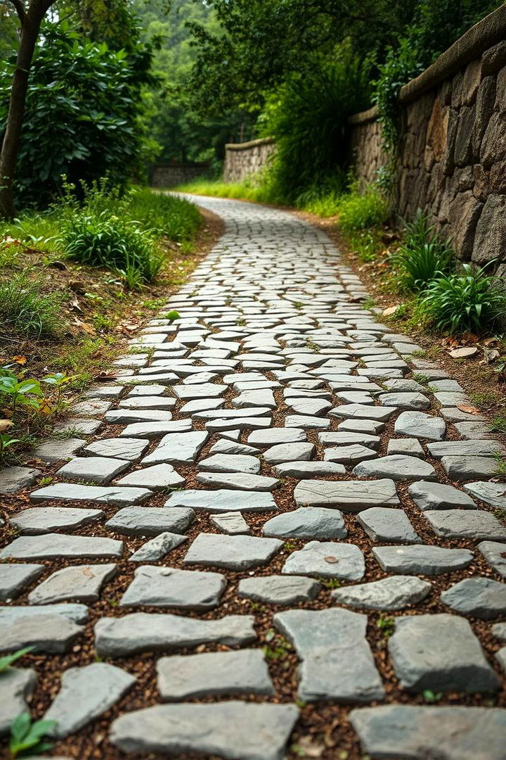 Rustic Stone Pathway Accents - 22 Driveway Landscape Ideas